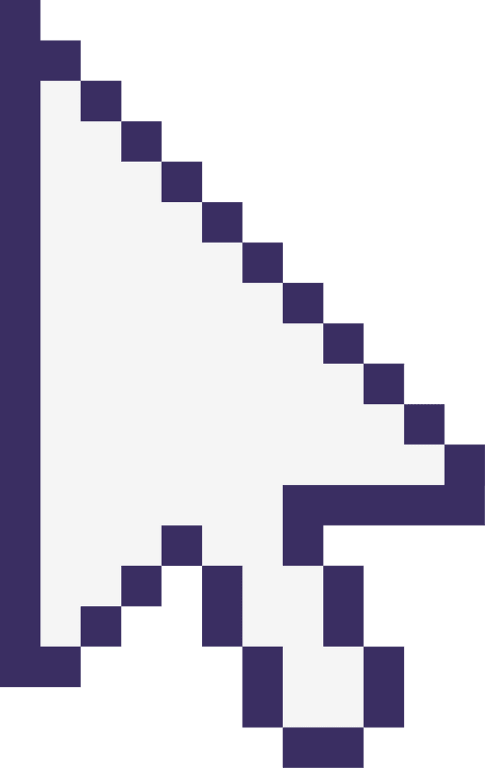 Pixel-Art Cursor Arrow with Thick Navy Border on Transparent