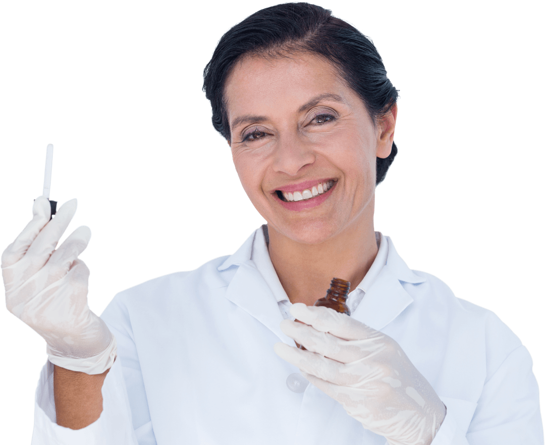 Transparent Background Smiling Doctor Holding Medicine