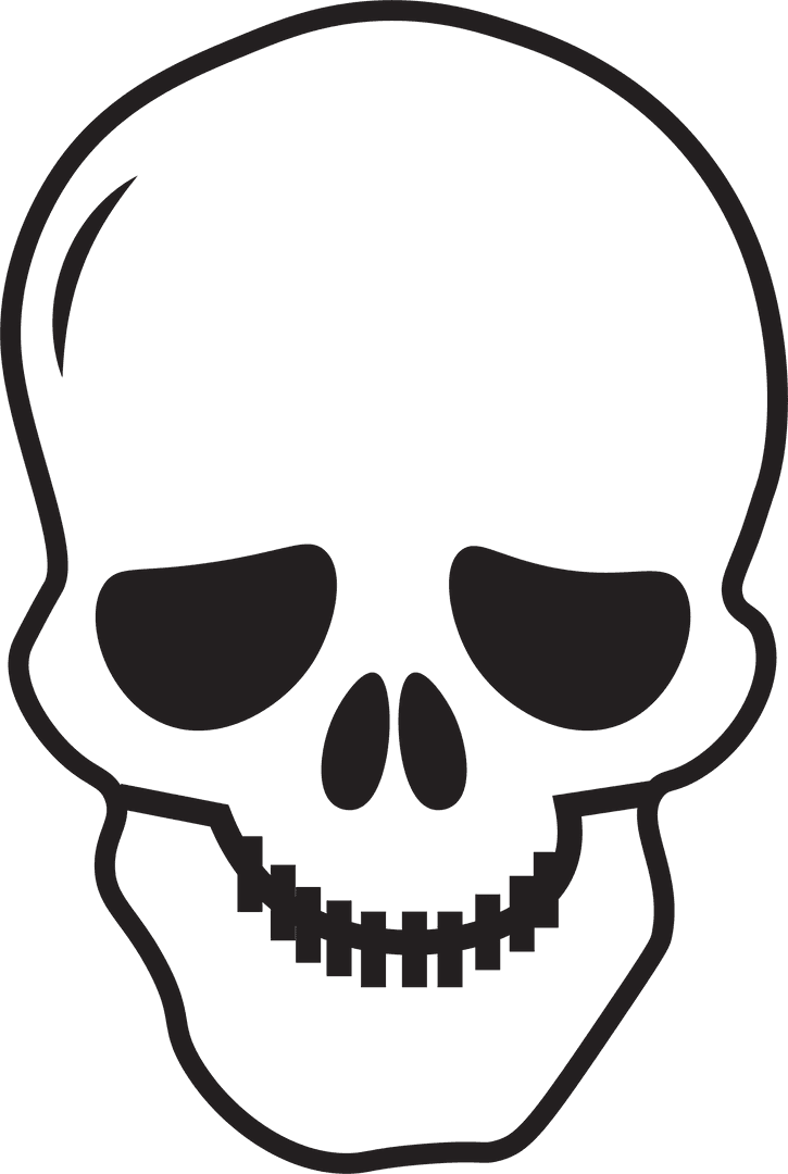 Digital Smiley Human Skull Illustration on Transparent Background