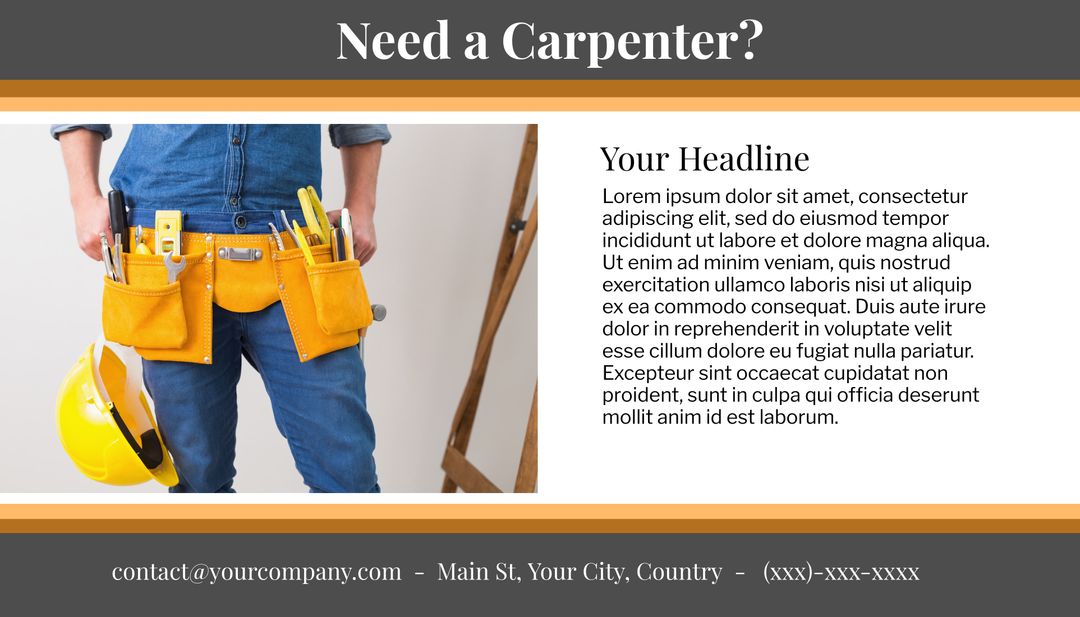 Professional Carpentry Service Advertisement with Tool Belt - Download Free Stock Images Pikwizard.com