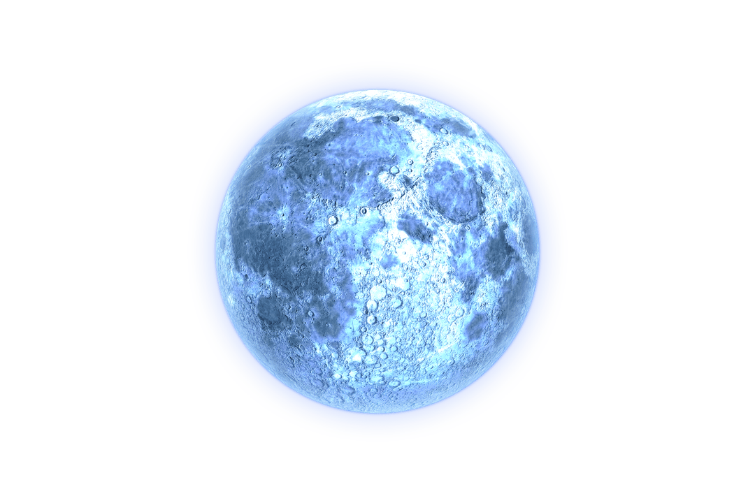 Digital Blue Moon Illustration on Transparent Background