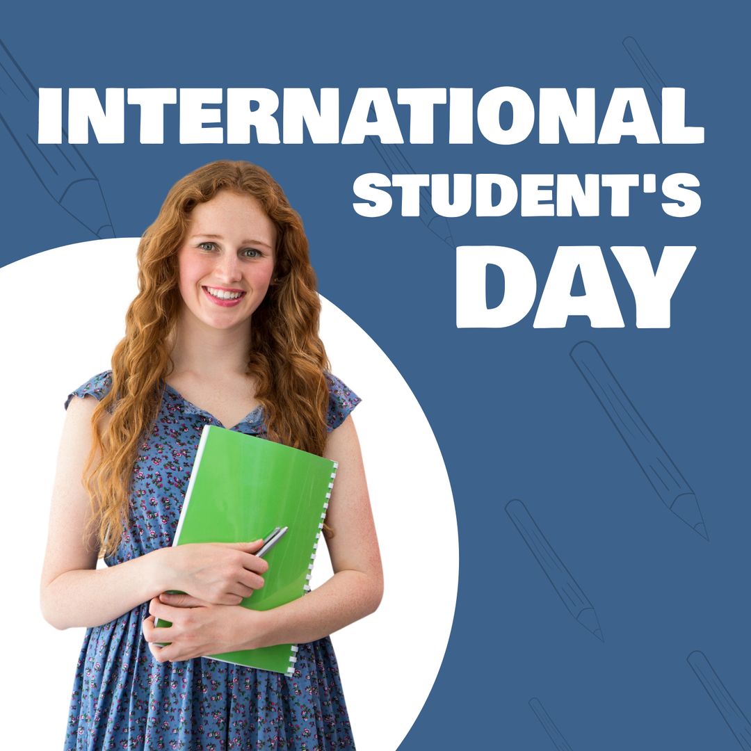 Smiling Student Holding Notebook on International Student's Day - Download Free Stock Images Pikwizard.com