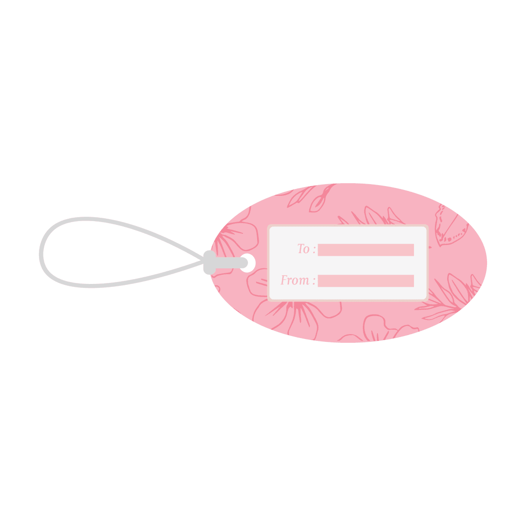 Pink Luggage Tag Template on Transparent Background