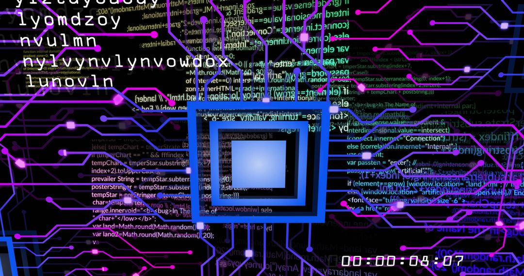 Abstract Digital Data Processing on Futuristic Background