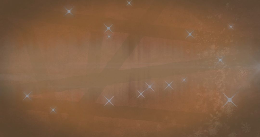 Digital Motion with Gleaming Shapes and Stars on Brown Background