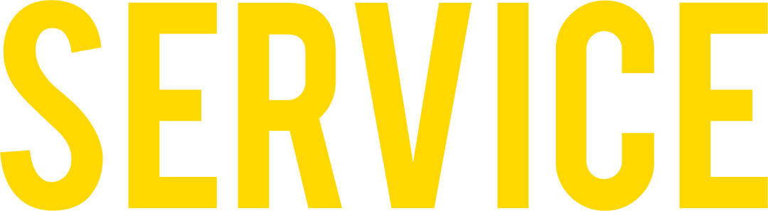 Large Service Text on Transparent Background in Bold Yellow