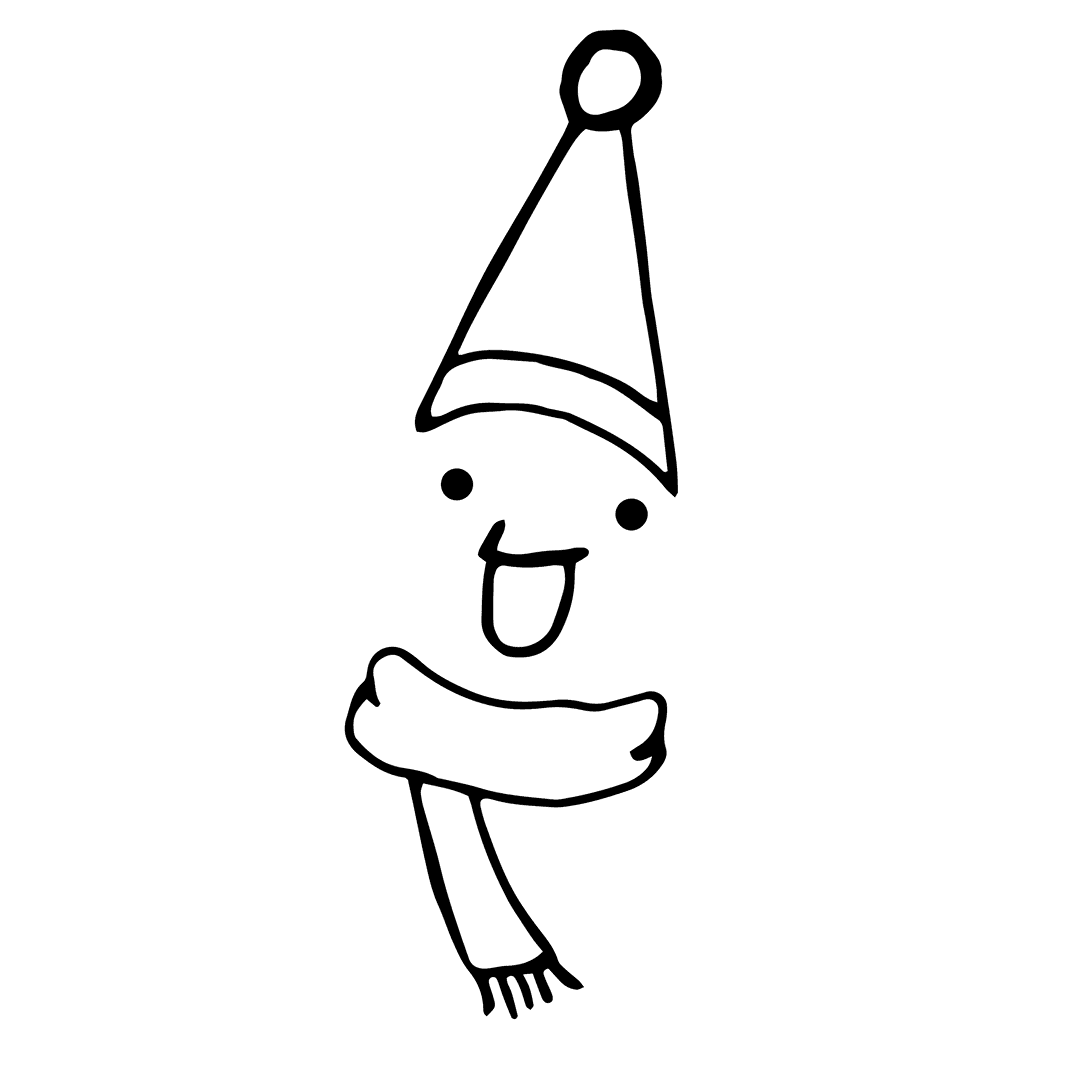 Digital Illustration of Smiling Character on Transparent Background