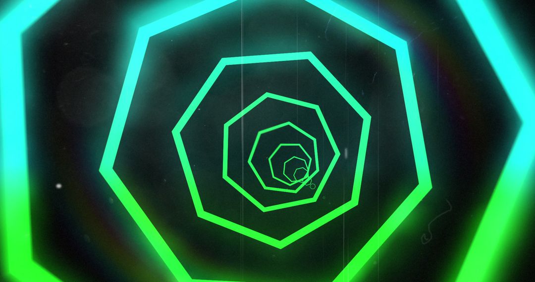 Glowing Neon Abstract Tunnel on Black Background