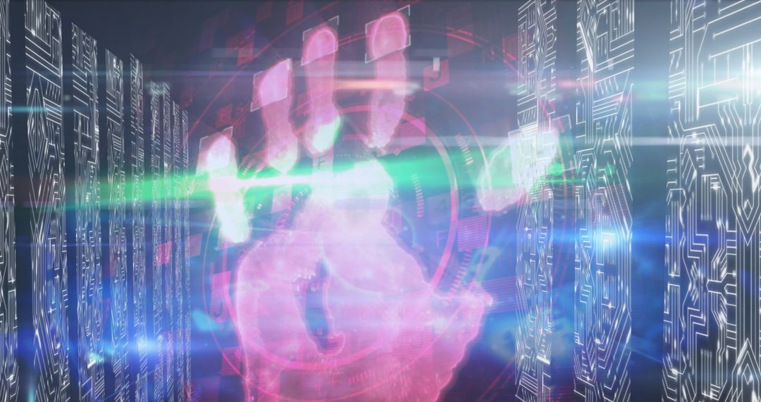 Futuristic Hand Scan with Digital Interface for Cybersecurity