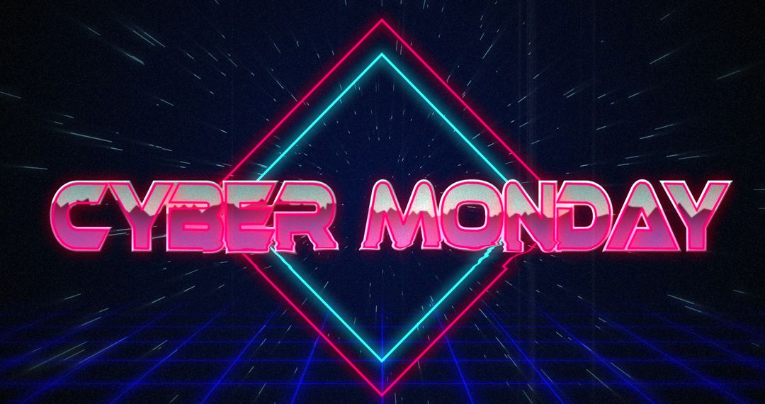 Retro Cyber Monday Logo with Futuristic Neon Glow