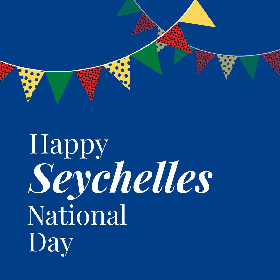 Seychelles National Day Celebration Card with Colorful Bunting