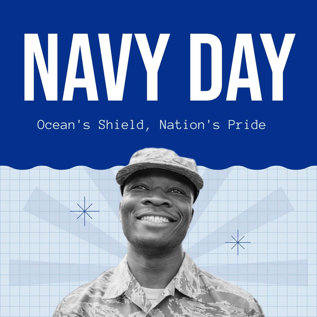 Navy Day Celebration with Smiling African American Soldier - Download Free Stock Templates Pikwizard.com