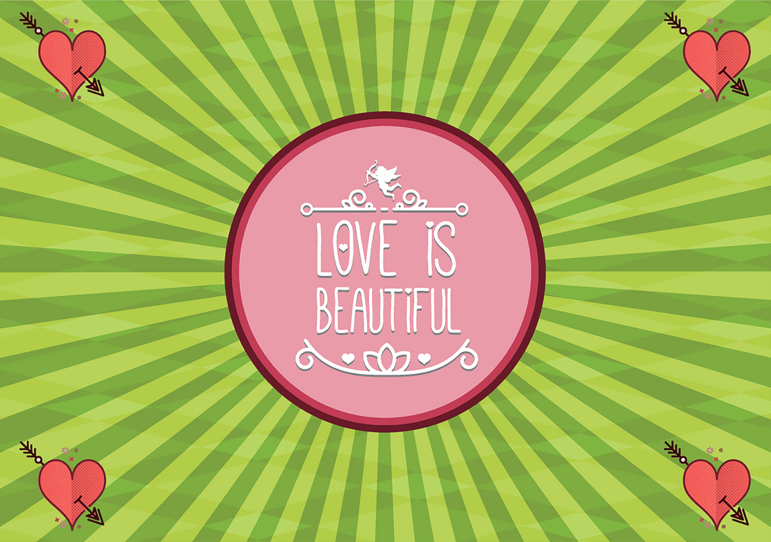 Vibrant Romantic Message on Transparent Background with Heart Motifs