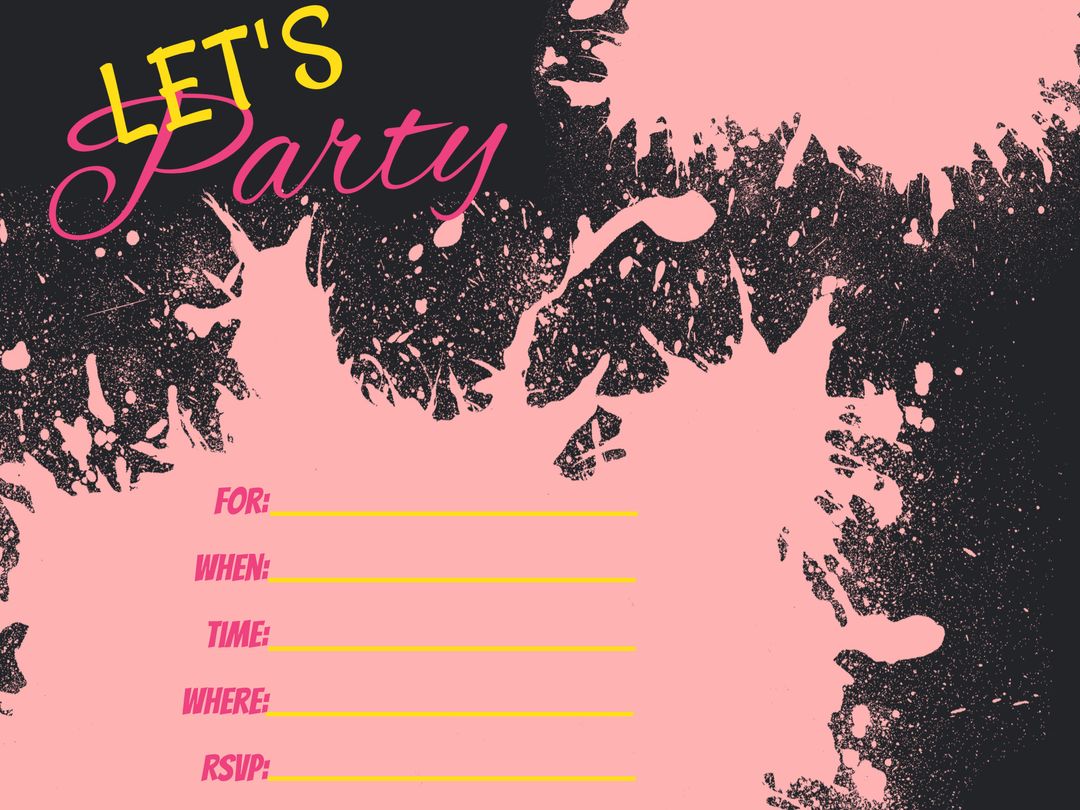 Colorful Blank Party Invitation Template with Splatter Design