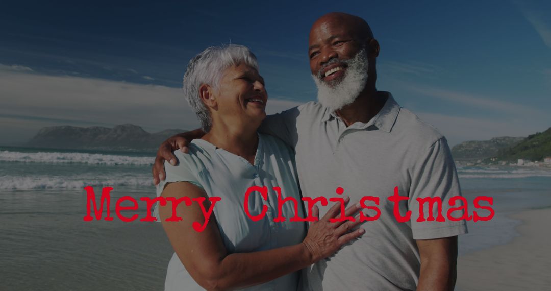 Senior Couple Celebrating Christmas on the Beach - Free Images, Stock Photos and Pictures on Pikwizard.com