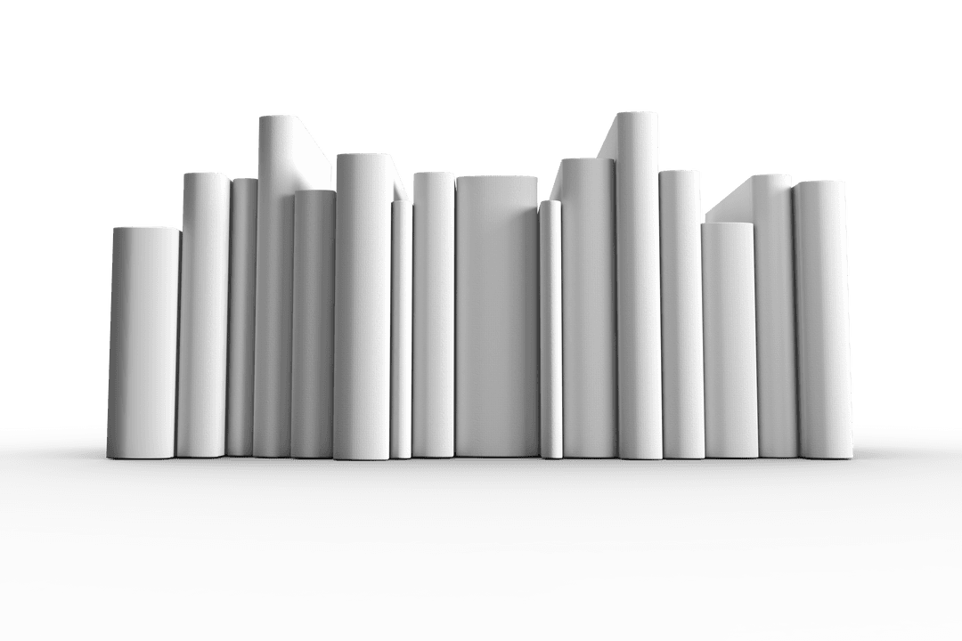 Blank White Book Spines on Transparent Background Illustration