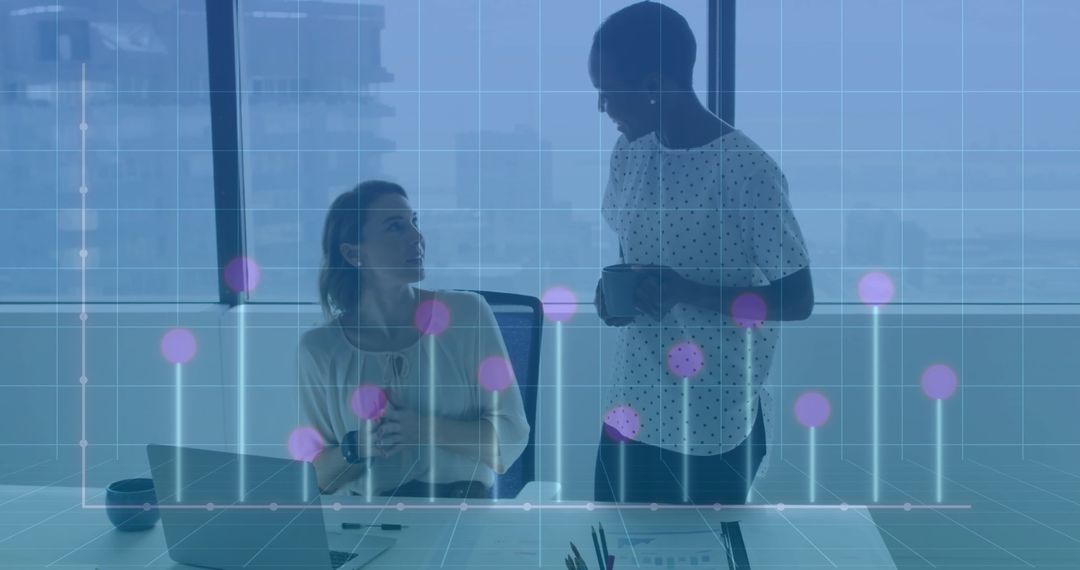 Business Professionals Analyzing Data with Graph Overlay