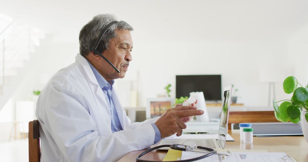 Doctor Conducting Remote Telemedicine Session with Patient - Free Images, Stock Photos and Pictures on Pikwizard.com