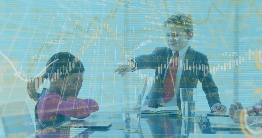 Children at Financial Meeting with Digital Data Insights