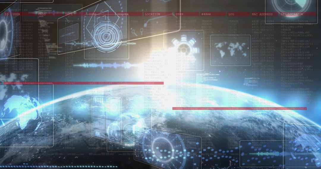 Futuristic Digital Interface Over Earth with Data