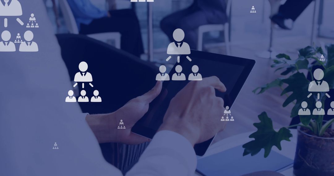 Businesswoman with Tablet and Digital Network Connections