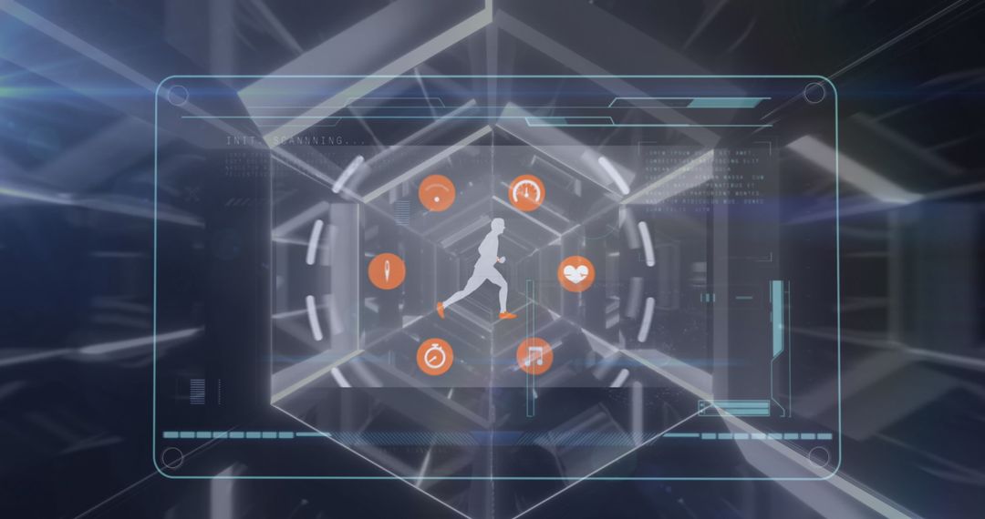 Digital athlete interface with sport and fitness icons