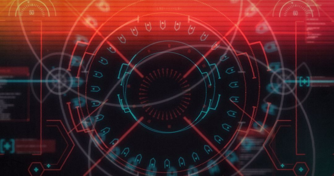 Glowing Neon Digital Interface with Futuristic Elements