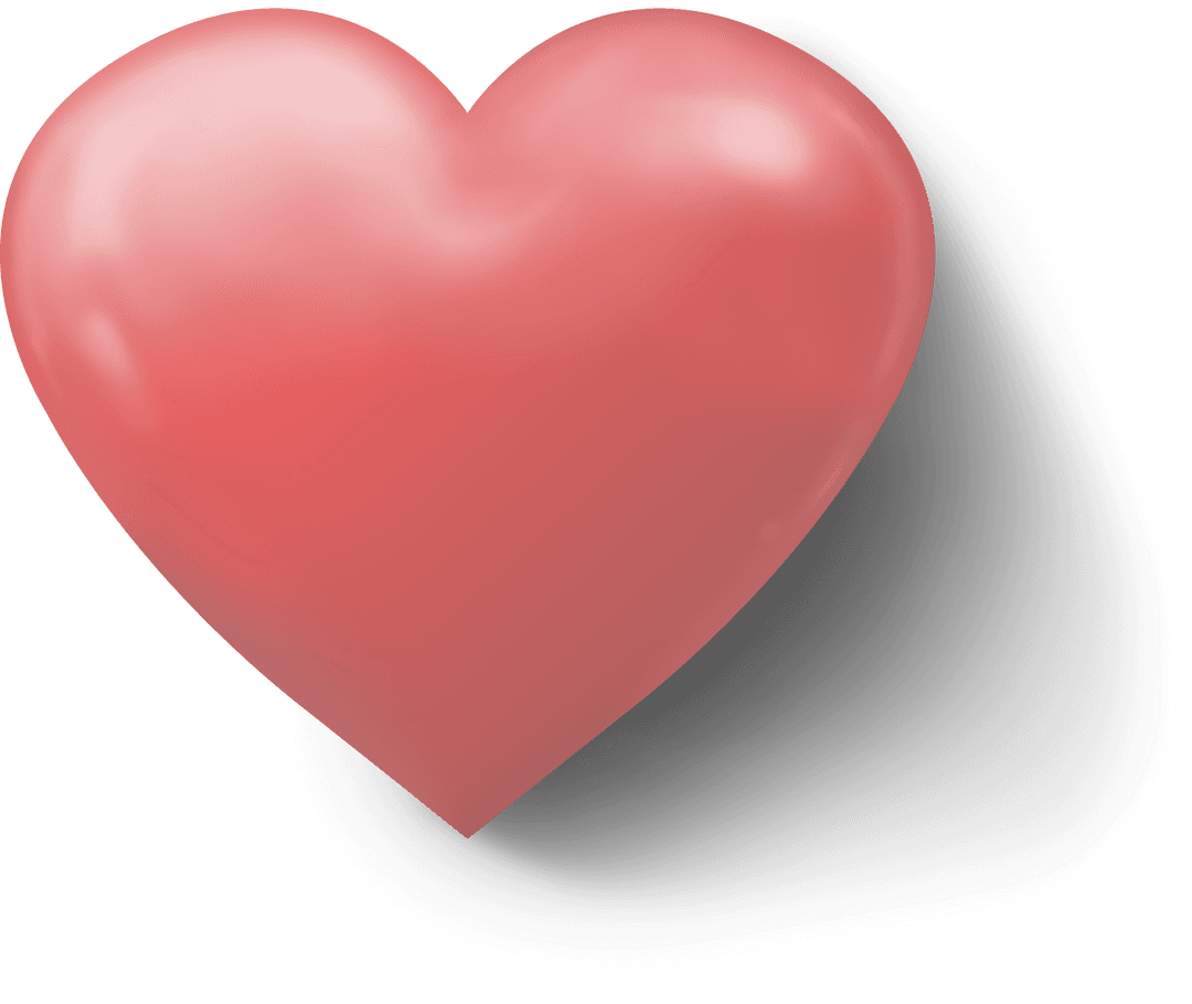 Realistic Pink Heart on Transparent Background for Love Concept