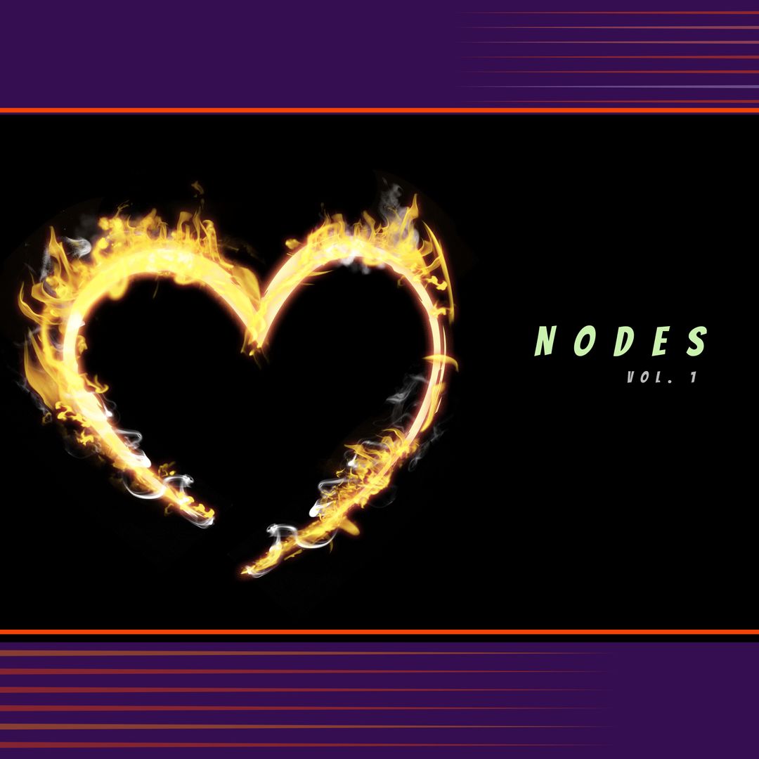 Glowing Heart in Fire Form with Futuristic Design Elements