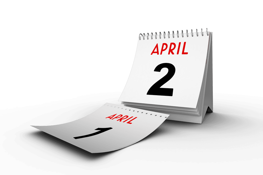 April Futuristic Daily Calendar Page Transparent Design