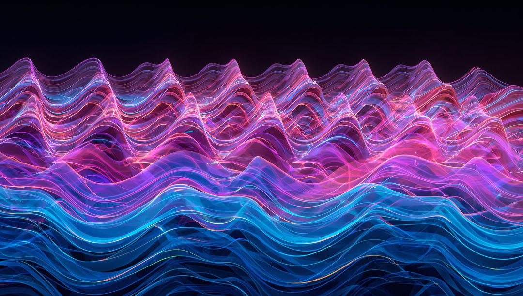 Undulating Neon Ribbon Waves Flowing in Cyan and Magenta for Futuristic Energy Background