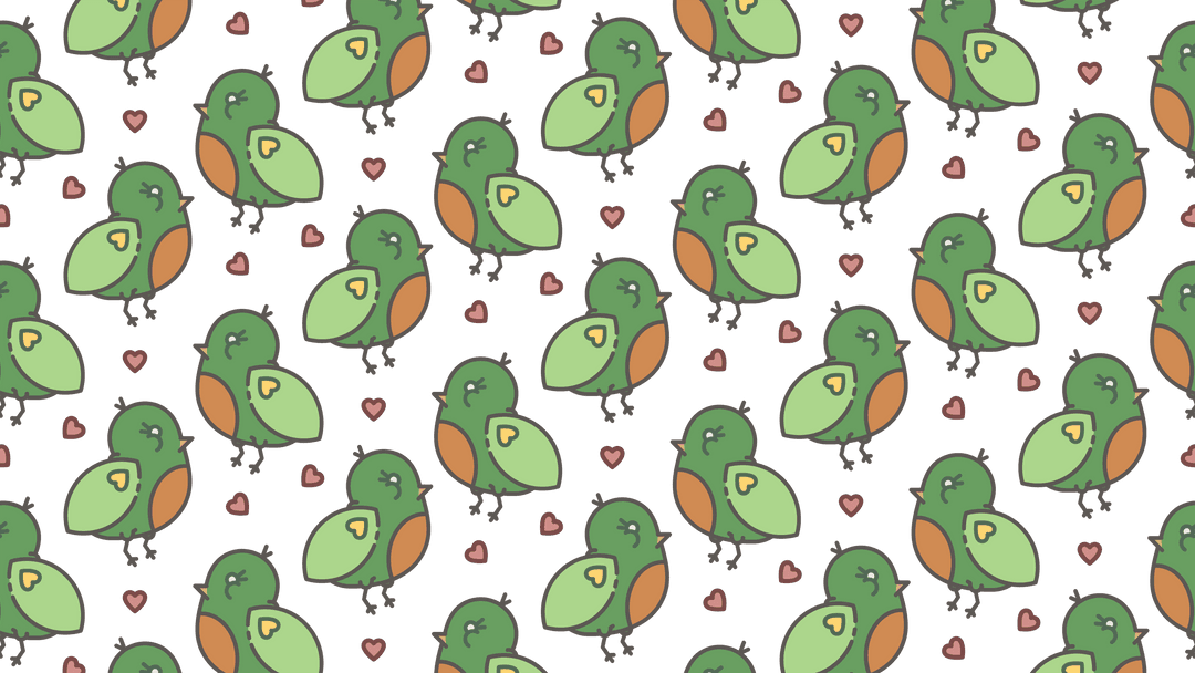 Seamless Pattern of Cute Lovebirds, Transparent Background