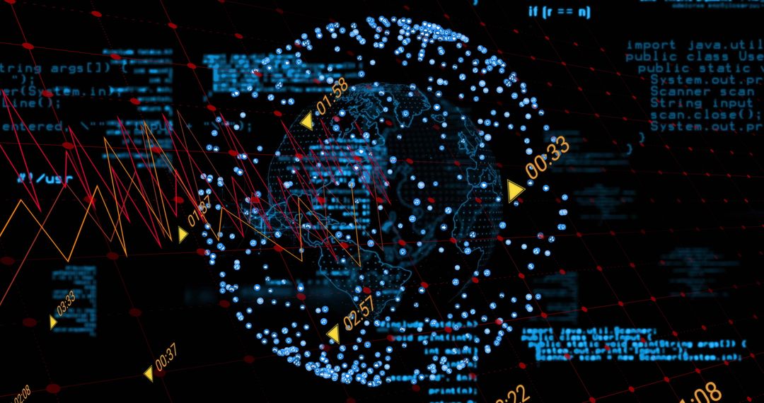 Digital Data Flow Over Global Network Conceptual Visualization