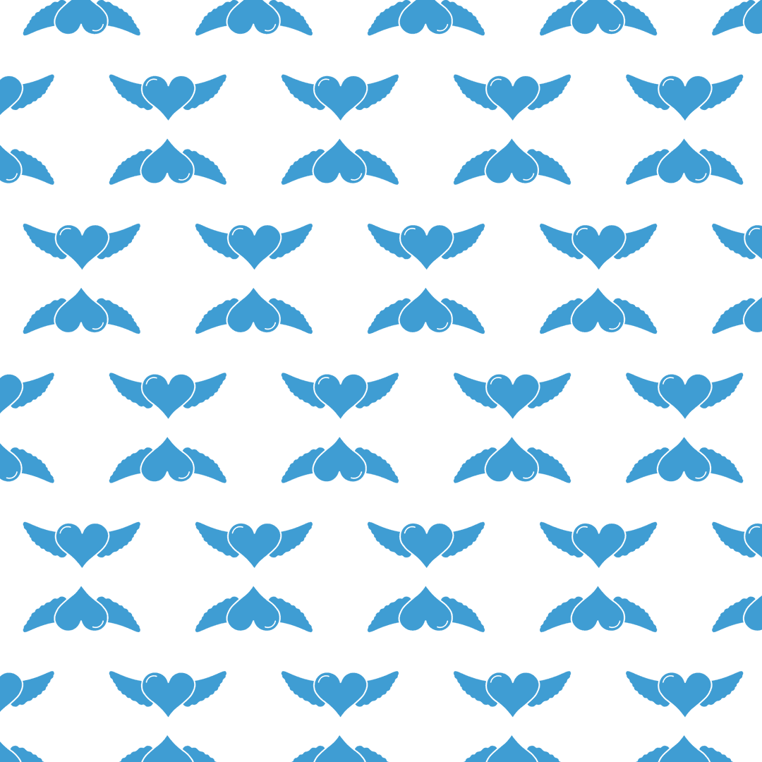 Seamless Blue Heart Pattern on Transparent Background Design