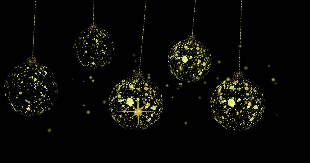 Golden Sparkling Baubles Hanging on Black Background - Free Images, Stock Photos and Pictures on Pikwizard.com