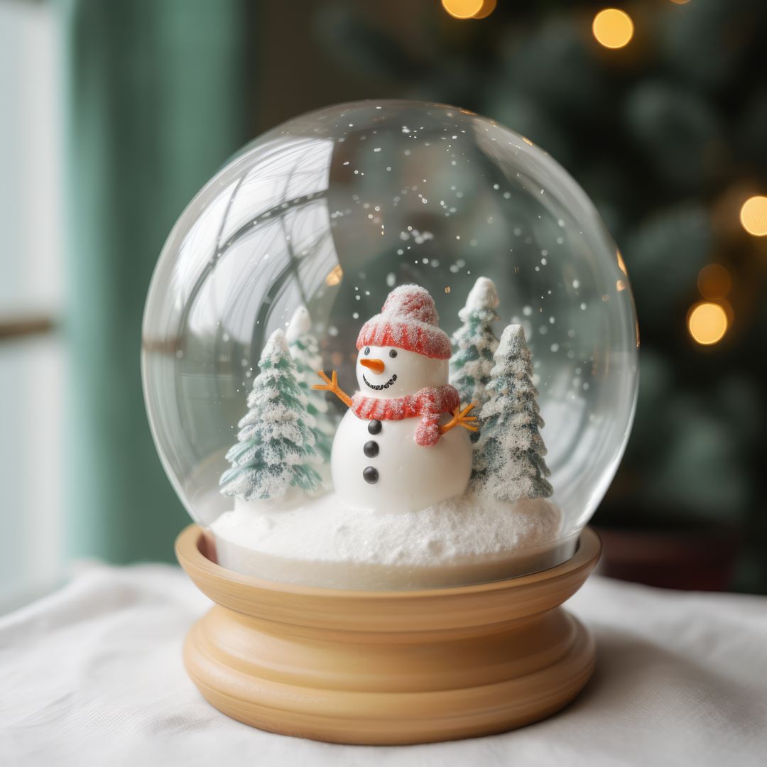 Snow Globe with Snowman Surrounded by Christmas Trees - Free Images, Stock Photos and Pictures on Pikwizard.com
