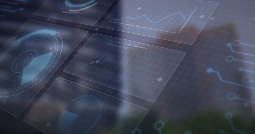 Futuristic Holographic Interface Display in Office