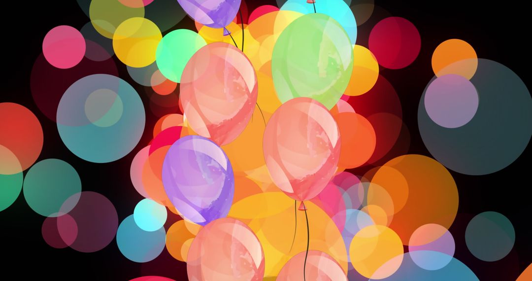 Colorful Balloons with Bokeh Lights in Celebration Theme
