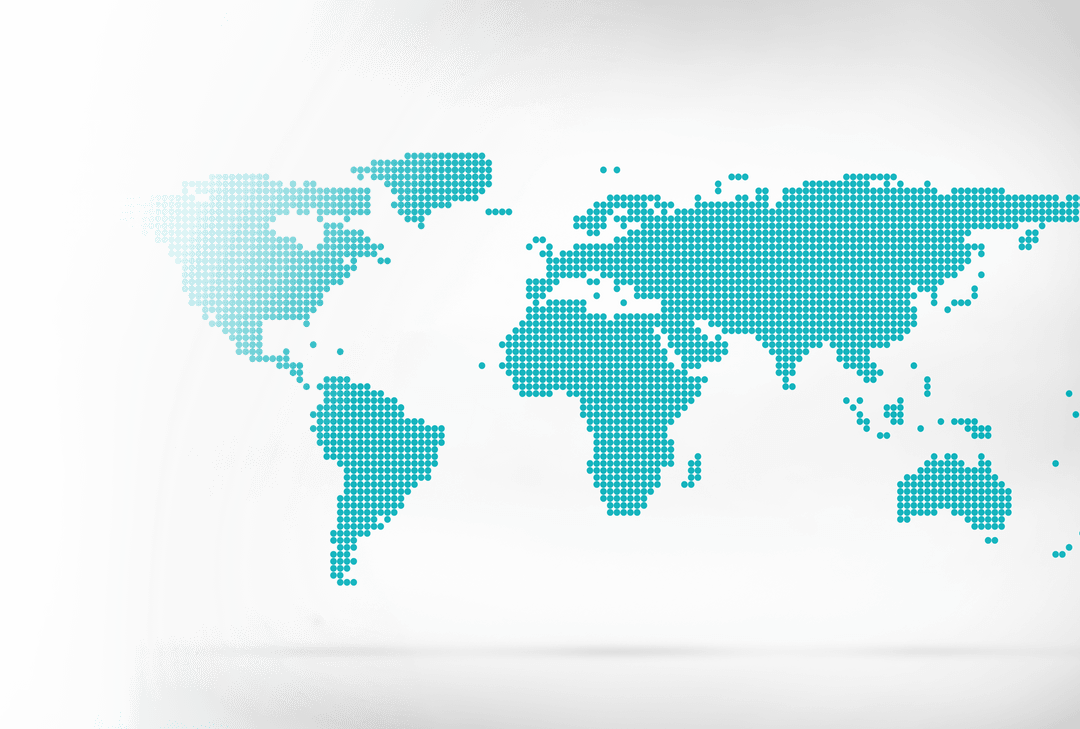 Transparent Turquoise Dot World Map Illustration on Light Background