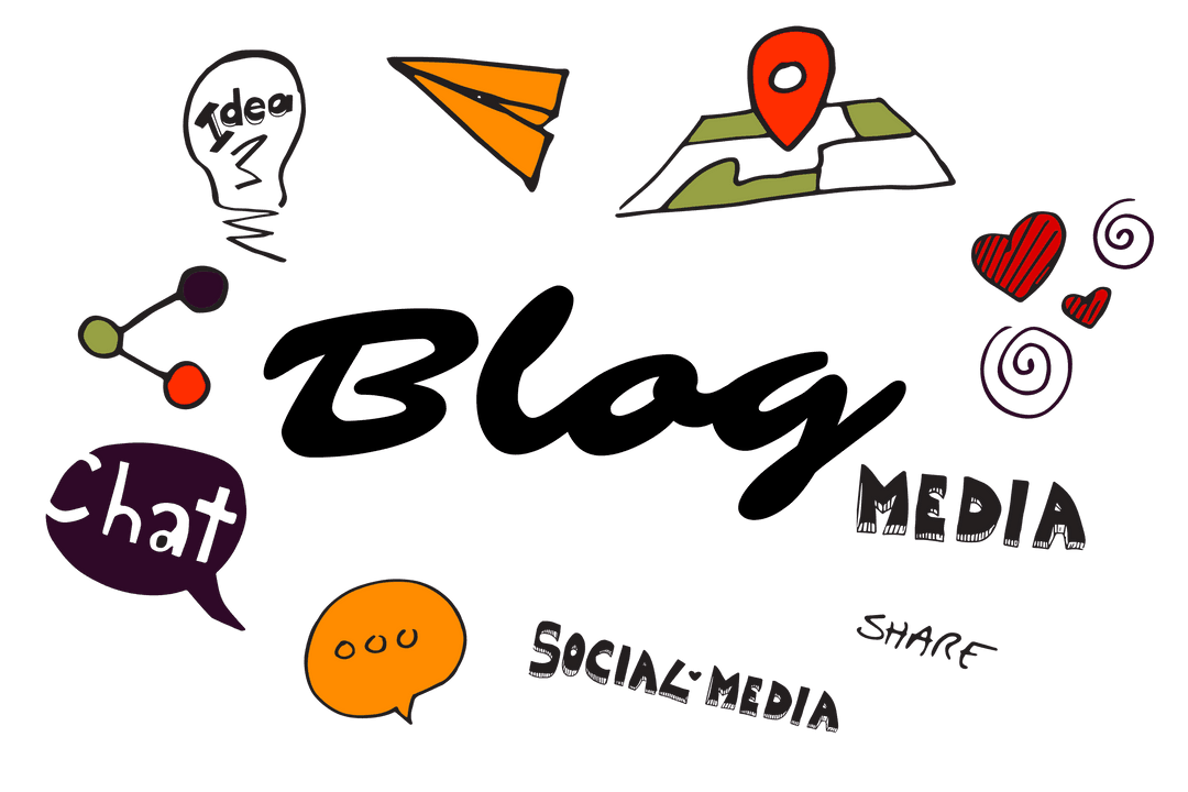 Colorful Social Media Doodles on Transparent Background