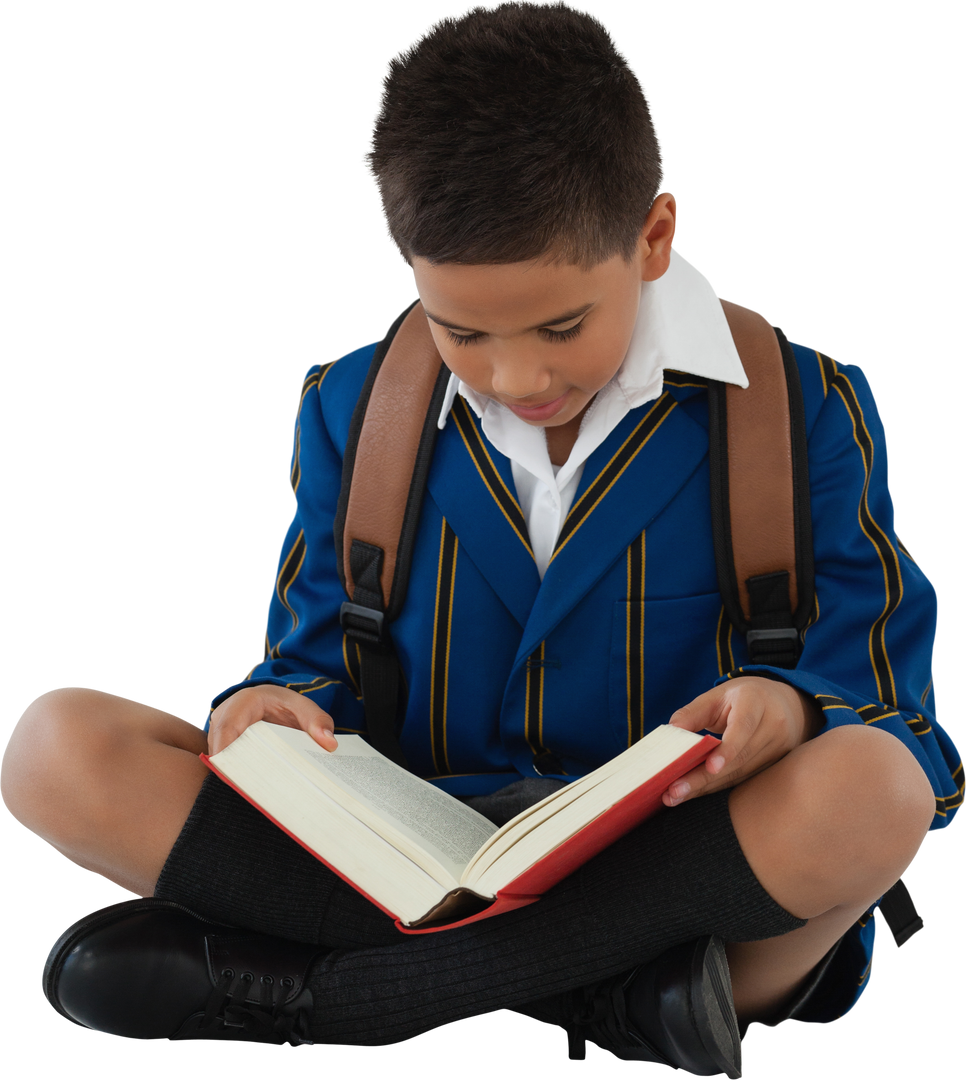 Transparent Image of Schoolboy Reading Book in Uniform - Download Free Stock Images Pikwizard.com