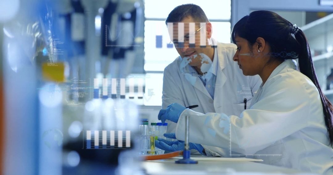 Scientists Analyzing Research Data in Modern Laboratory Environment