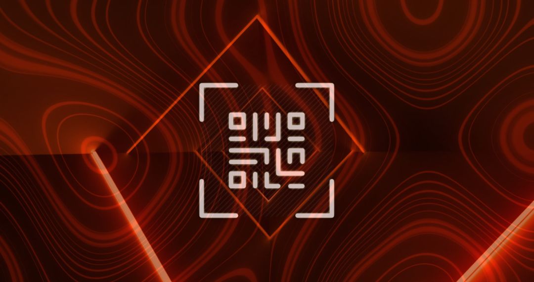 Glowing QR Code with Red Neon Lights on Black Background