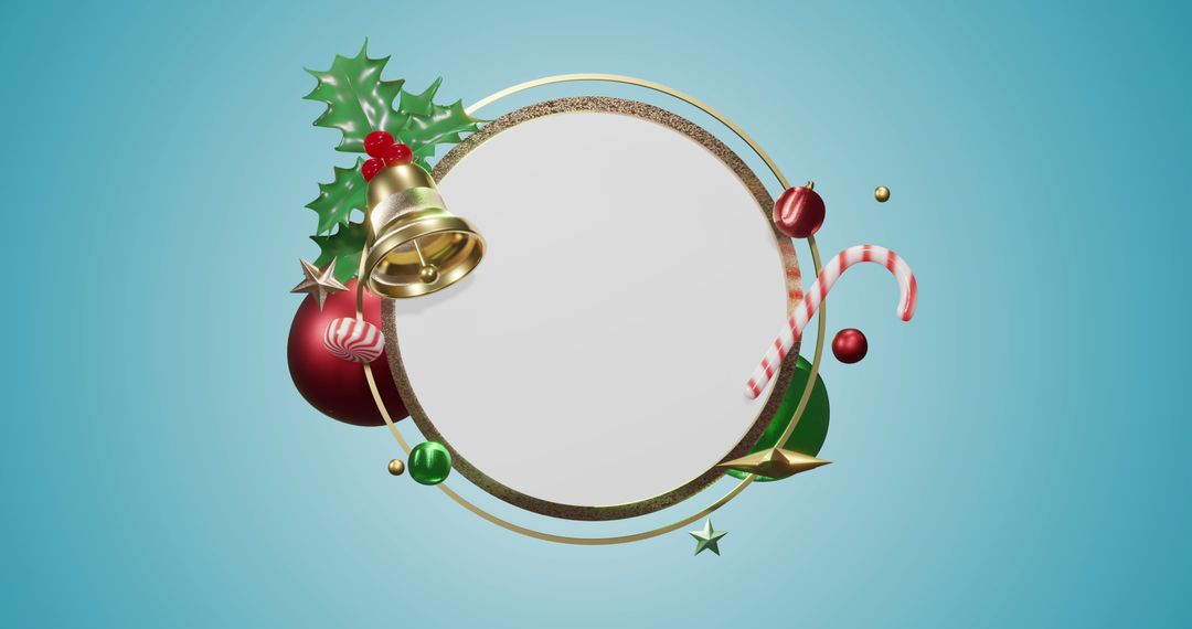 Festive Christmas Circle Frame with Holiday Ornaments