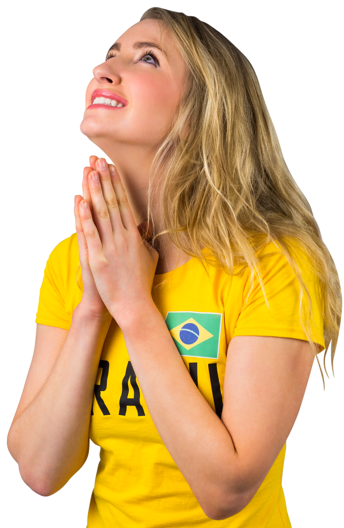 Hopeful Brazilian Football Fan Praying Transparent Background - Download Free Stock Images Pikwizard.com