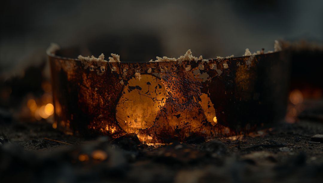 Glowing Embers in Rustic Fire Pit at Night