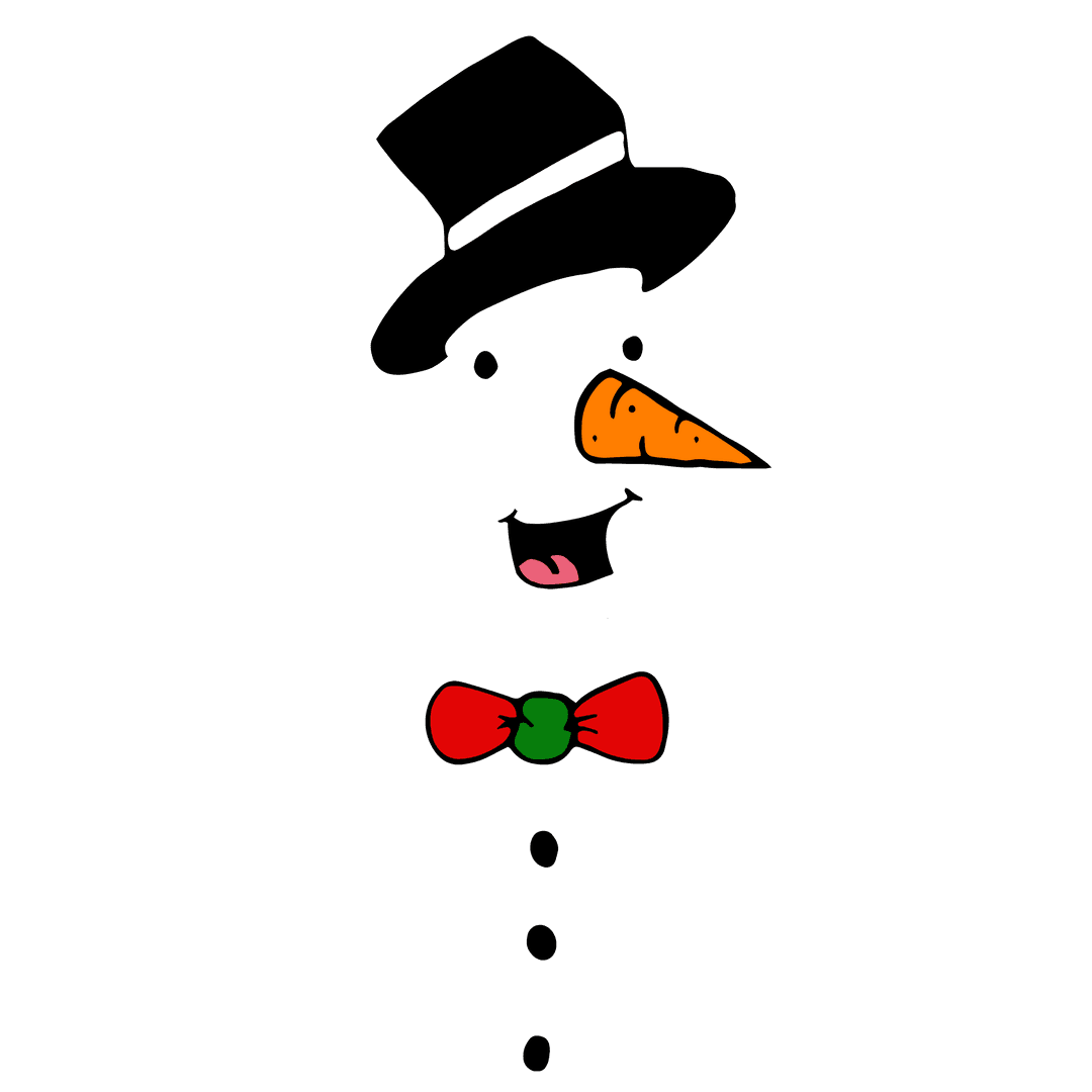 Transparent PNG Illustration of Happy Snowman with Carrot Nose and Bowtie