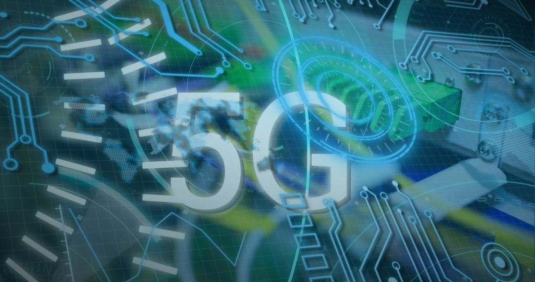 Futuristic 5G Technology with Circuit Traces and Data Flow