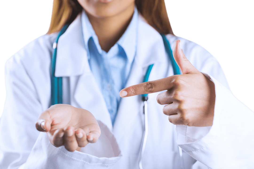Transparent Doctor Offering Empty Hand Gesture