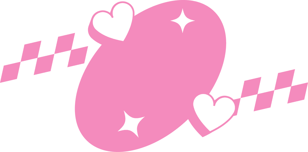 Feminine Pink Ellipse Badge with Hearts and Stars